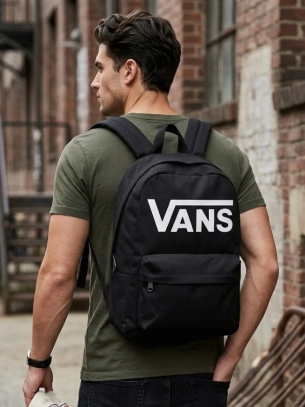 NEW! Vans Black Backpack with White Logo NWT